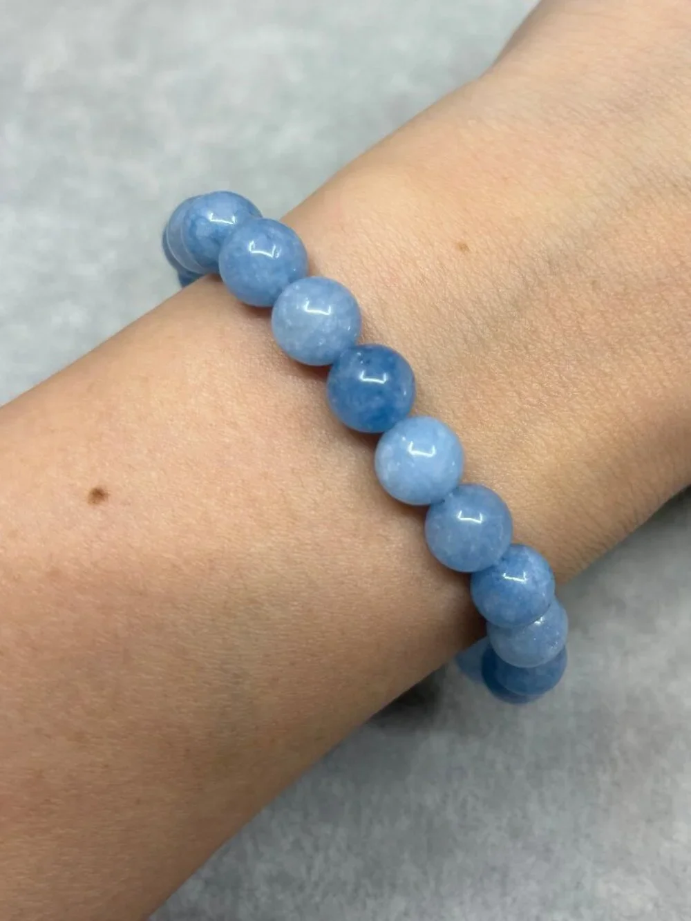 8mm Natural Blue Aquamarine Bead Bracelet Genuine Crystal Gemstone Custom Size